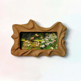 Handcrafted Wavy Solid Wood Picture Frame – Vintage Floral Art For Cozy Cottagecore Home Decor
