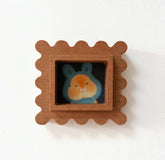 Handmade Scalloped Sapele Wood Picture Frame with Rabbit Art