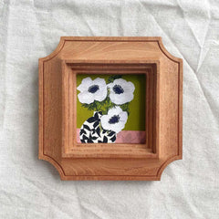 Vintage Inspired Solid Wood Frame - Modern White Anemone Art