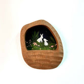 Handmade Organic Solid Wood Picture Frame with Whimsical Bunny Art – Woodland Nursery & Cozy Home Decor
