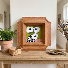 Vintage Inspired Solid Wood Frame - Modern White Anemone Art