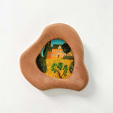 Handmade Cloud-Shaped Sapele Wood Picture Frame with Cottage Art
