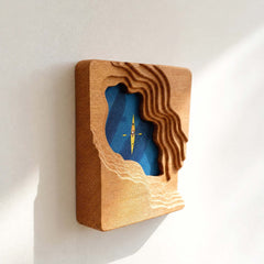 Scandi 3D Solid Wood Wall Art - Minimalist Lake & Kayak Design