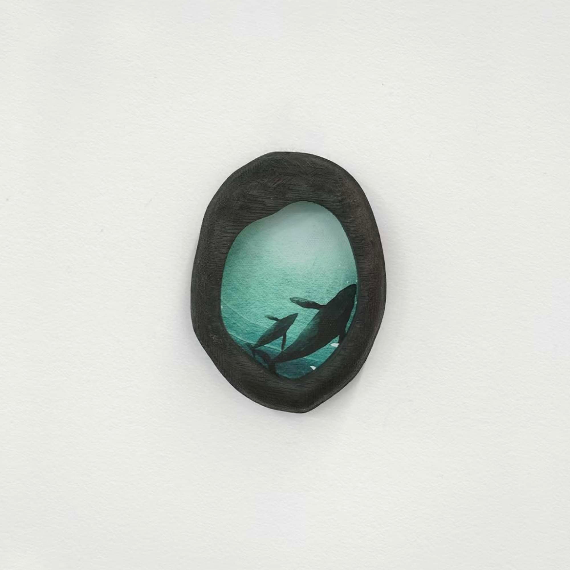 Black Organic Oval Whale Wood Frame