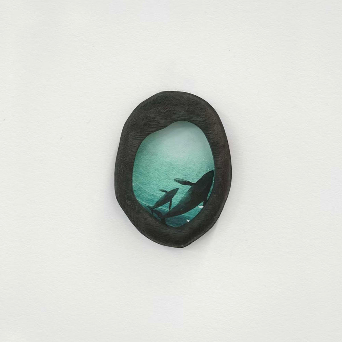 Black Organic Oval Whale Wood Frame
