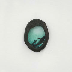 Black Organic Oval Whale Wood Frame