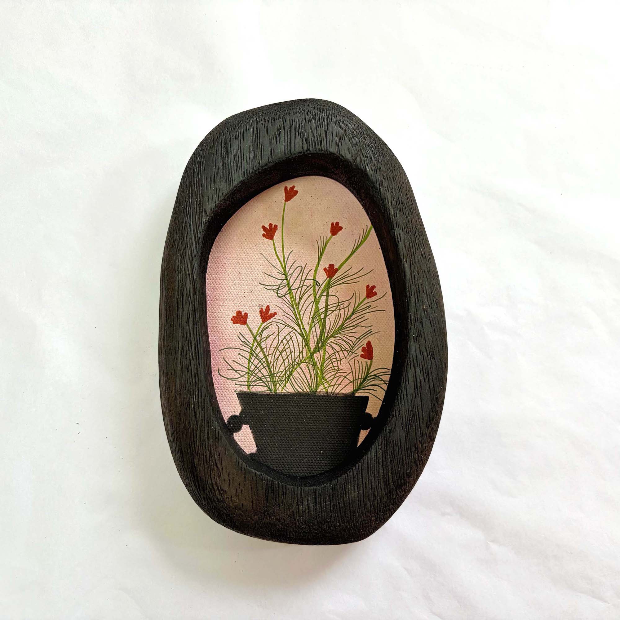 Wildflower Wall Art in Oval Wood Frame