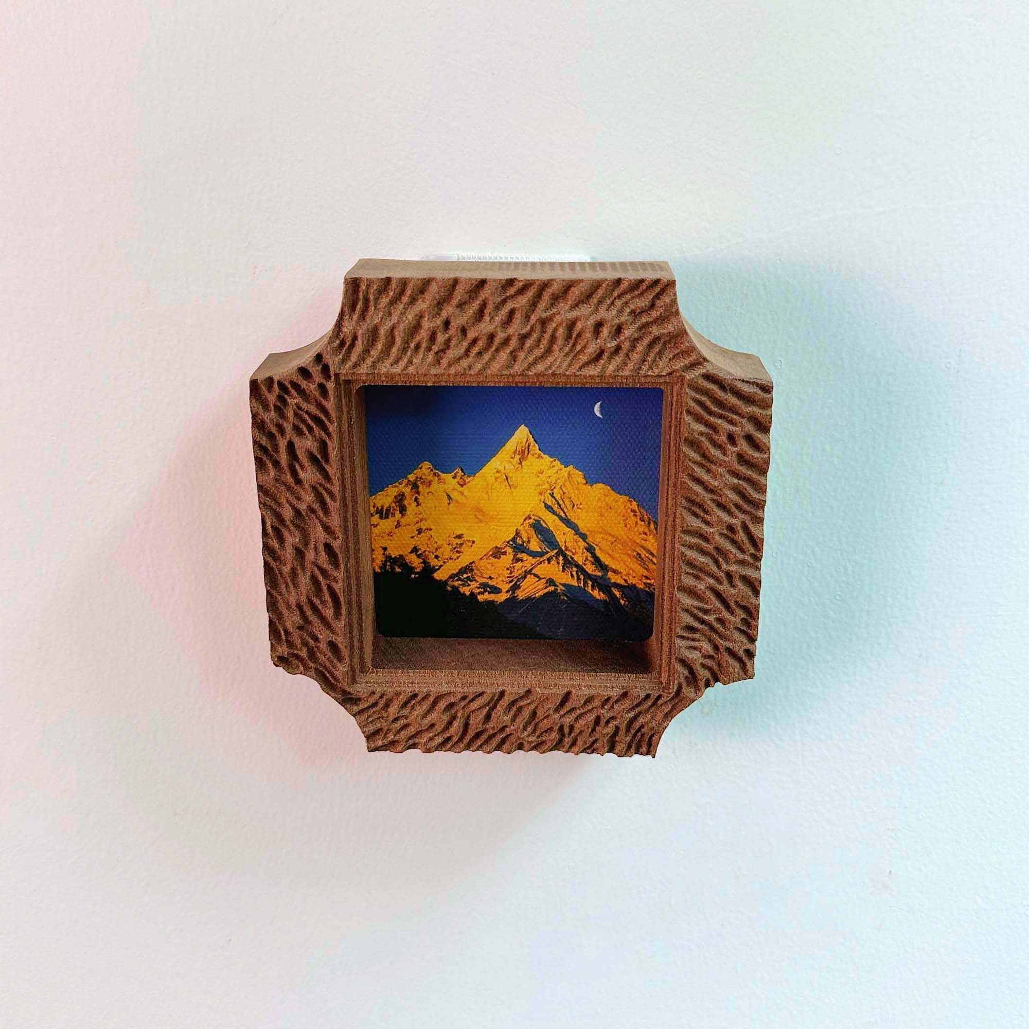 Mini Rustic Minimalist Textured Solid Wood Frame, Golden Mountain Art & Home Decor