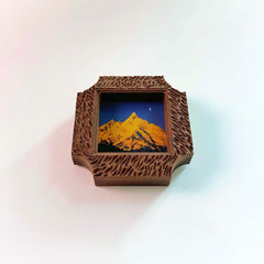 Mini Rustic Minimalist Textured Solid Wood Frame, Golden Mountain Art & Home Decor