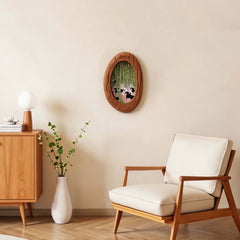 Mid Century Modern Pink Horse Art - Vintage Oval Frame