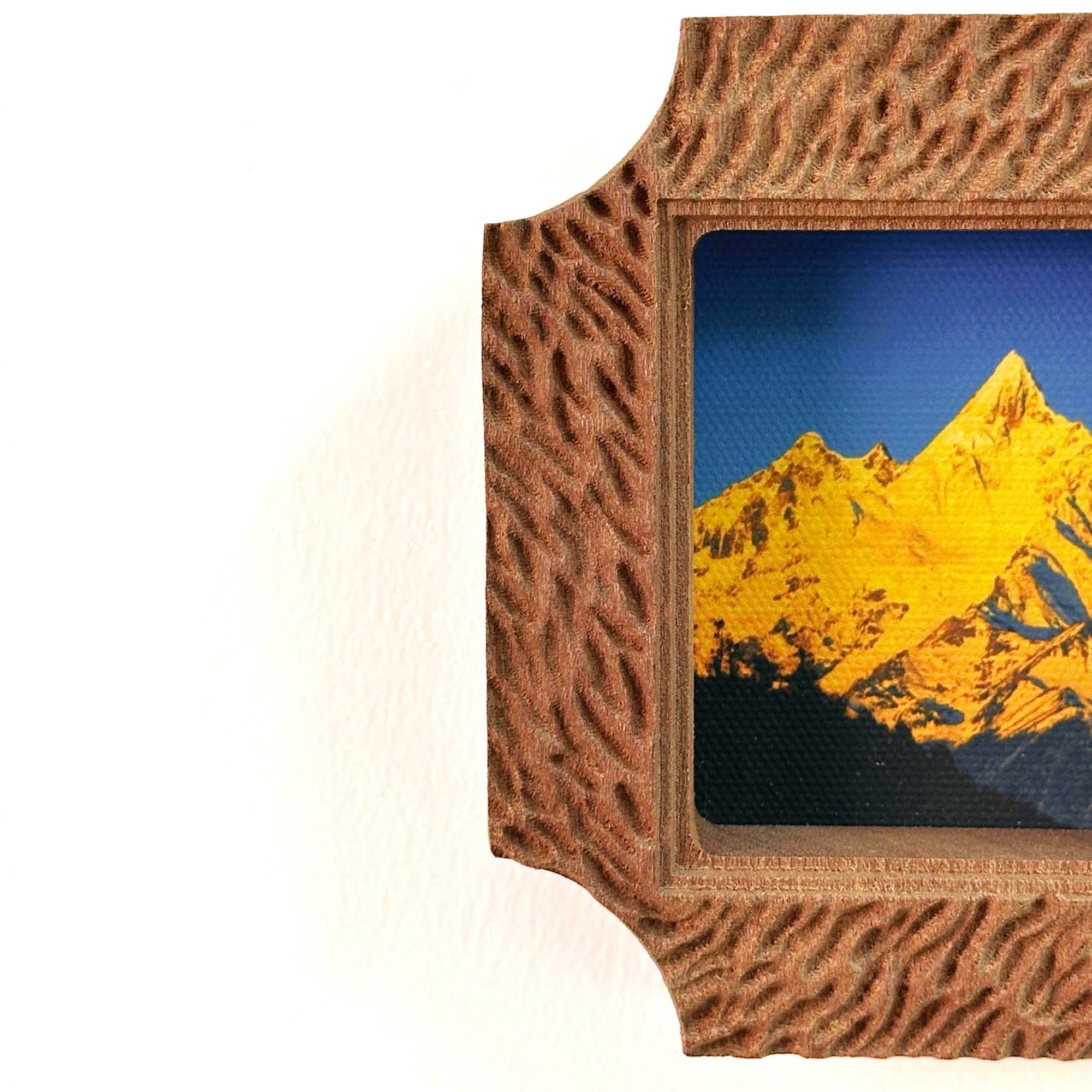 Mini Rustic Minimalist Textured Solid Wood Frame, Golden Mountain Art & Home Decor