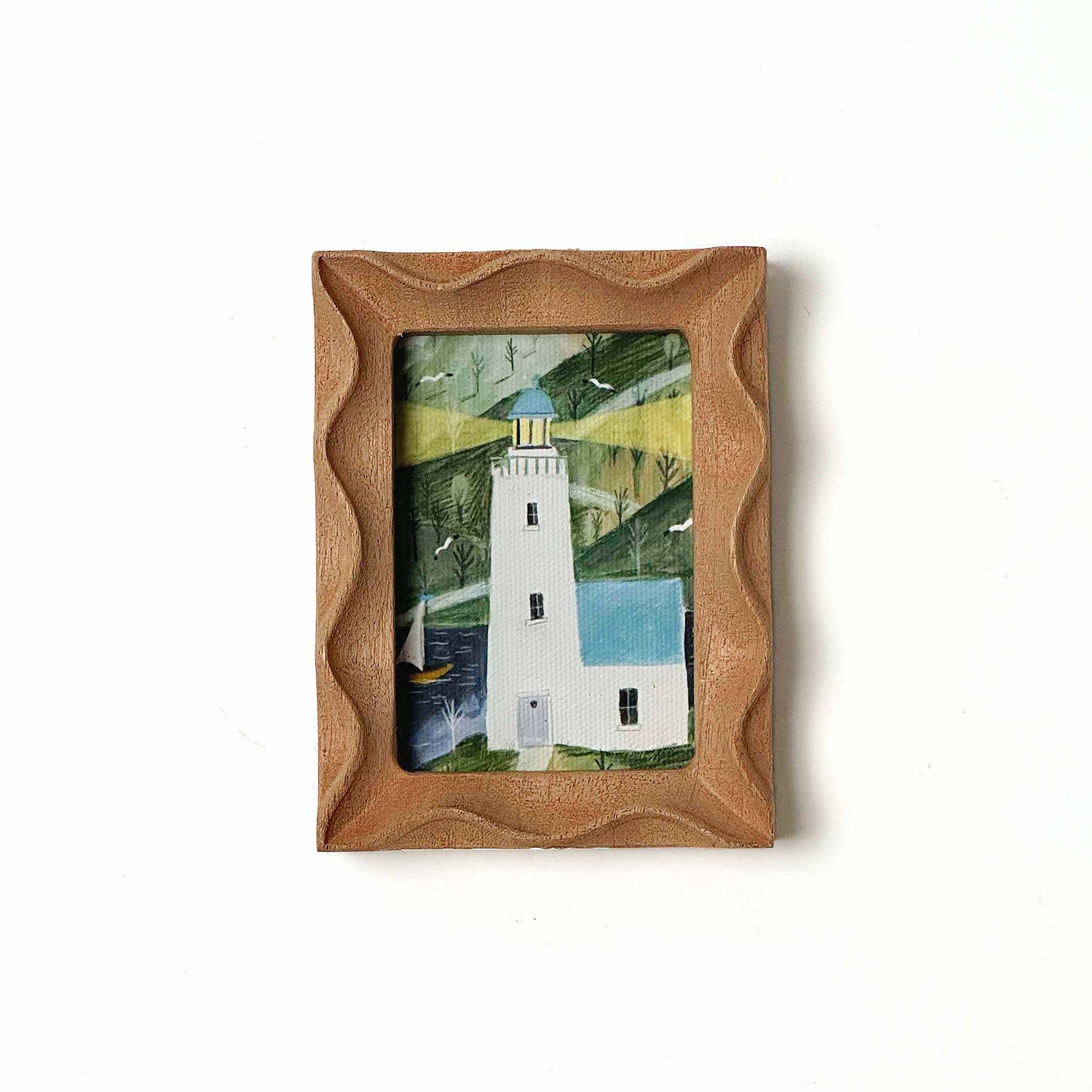 Mini Rustic Wavy Wood Frames | Hand Carved Boho Wall Decor