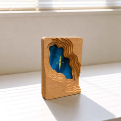 Scandi 3D Solid Wood Wall Art - Minimalist Lake & Kayak Design