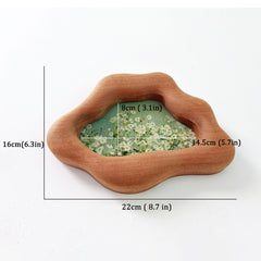 Handmade Cloud-Shaped Sapele Wood Picture Frame with Wildflower Art