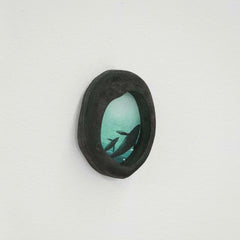 Black Organic Oval Whale Wood Frame