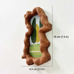 Hand-Carved Wavy Sapele Wood Picture Frame with Tree Art