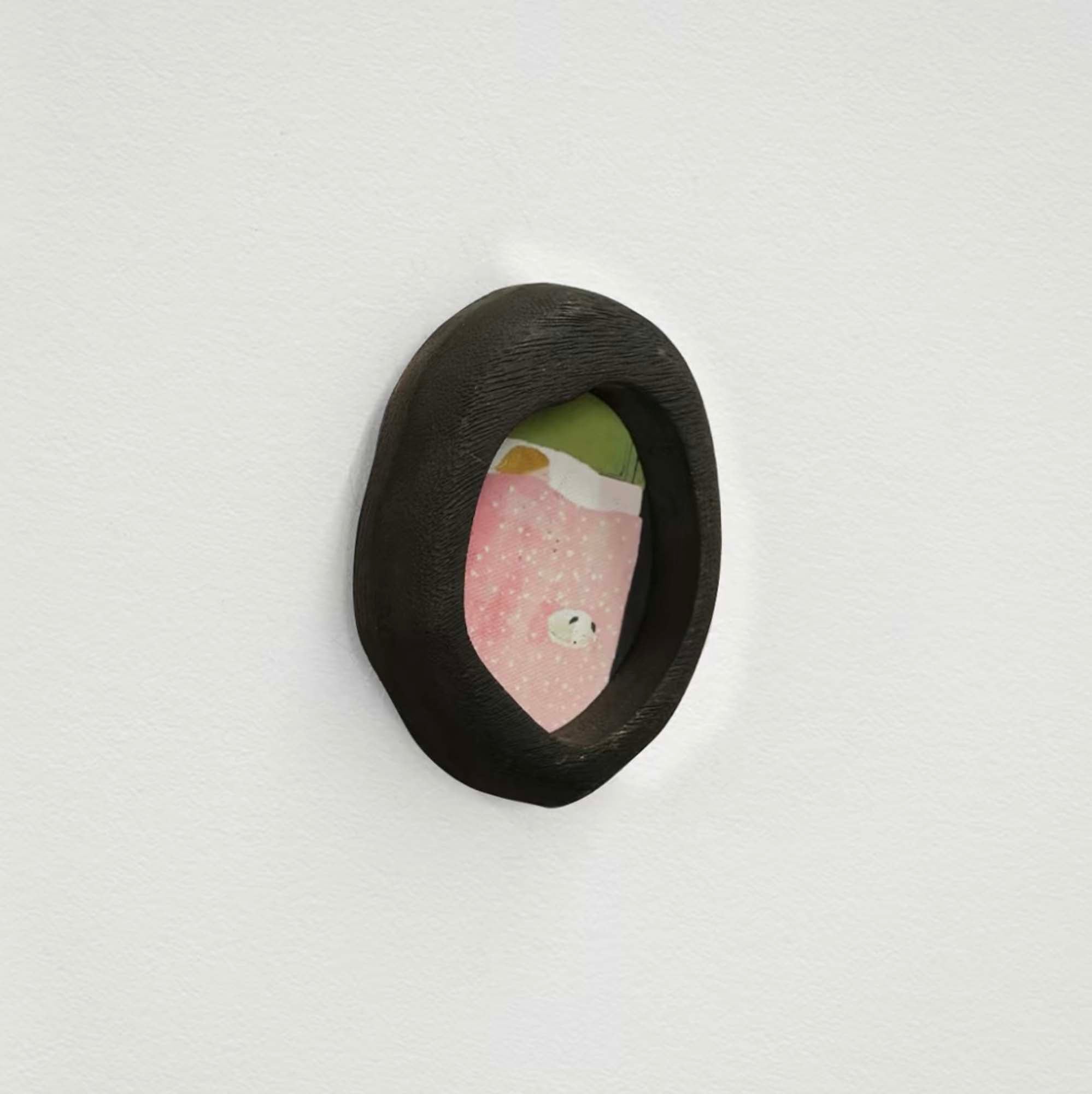 Black Organic Solid Wood Mini Oval Frame | Rustic Cottagecore Wabi Sabi Decor