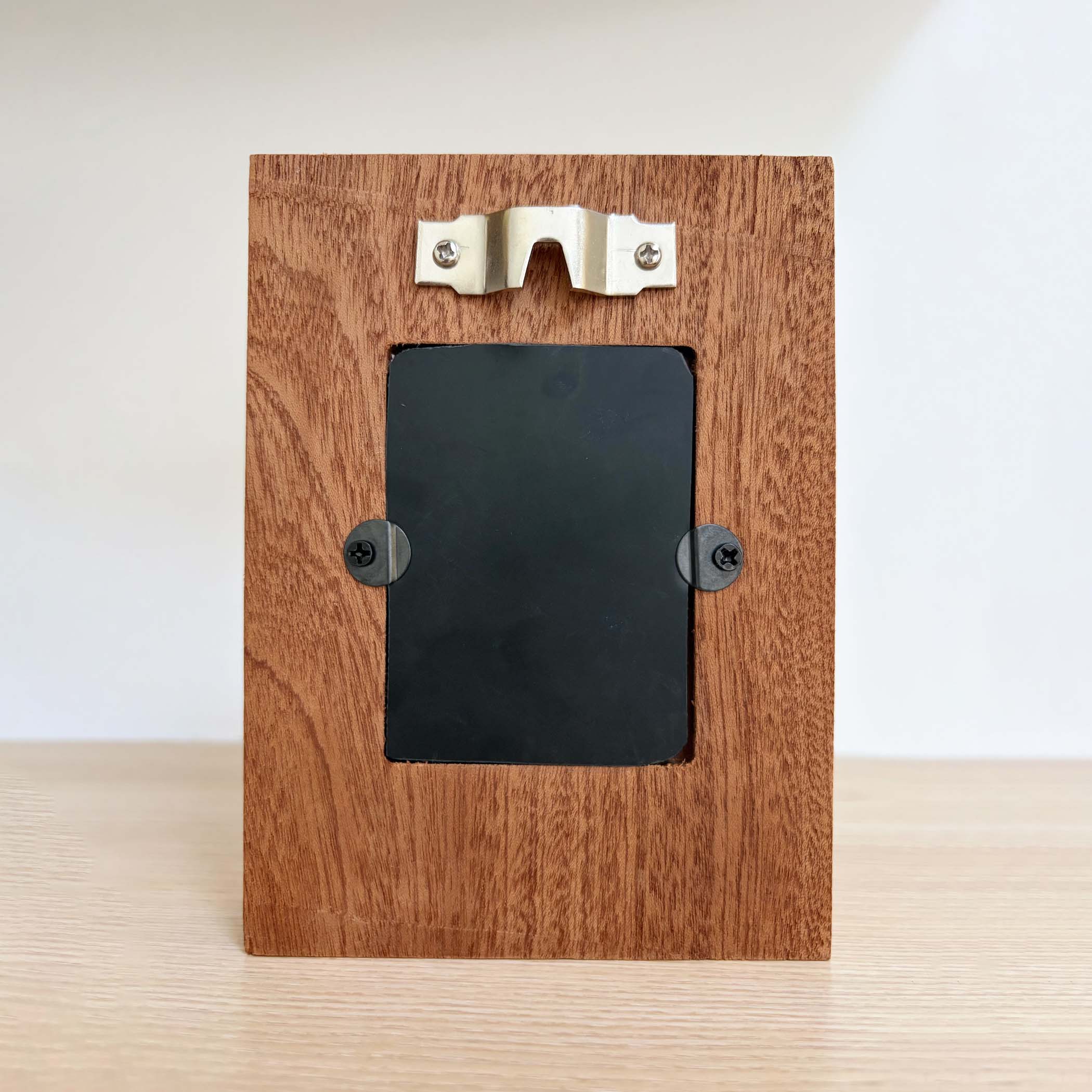Hand-Carved Textured Sapele Wood Picture Frame with Red Tree Art