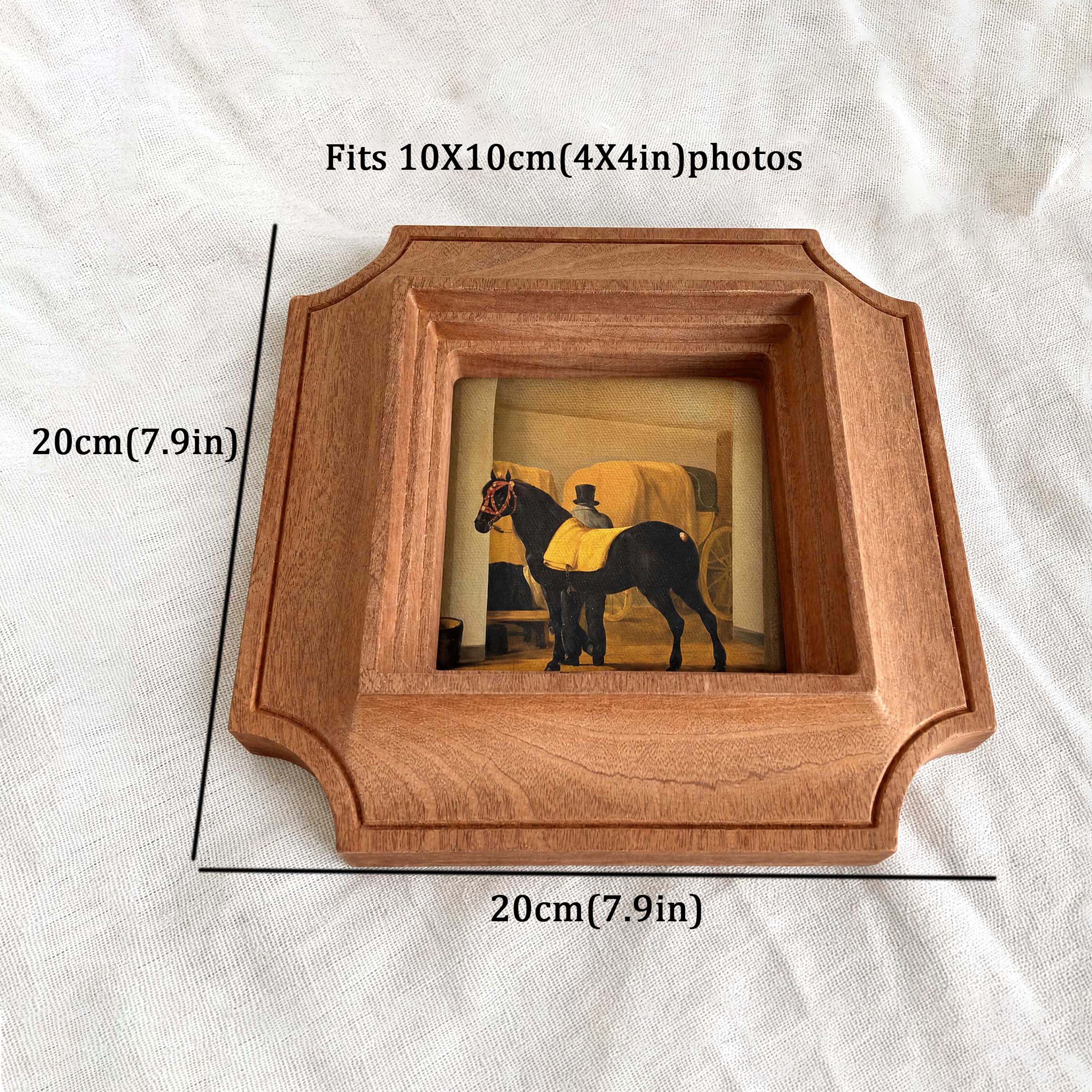 Antique-inspired Ornate Solid Wood Frame, Horse Floral Gallery Wall Art