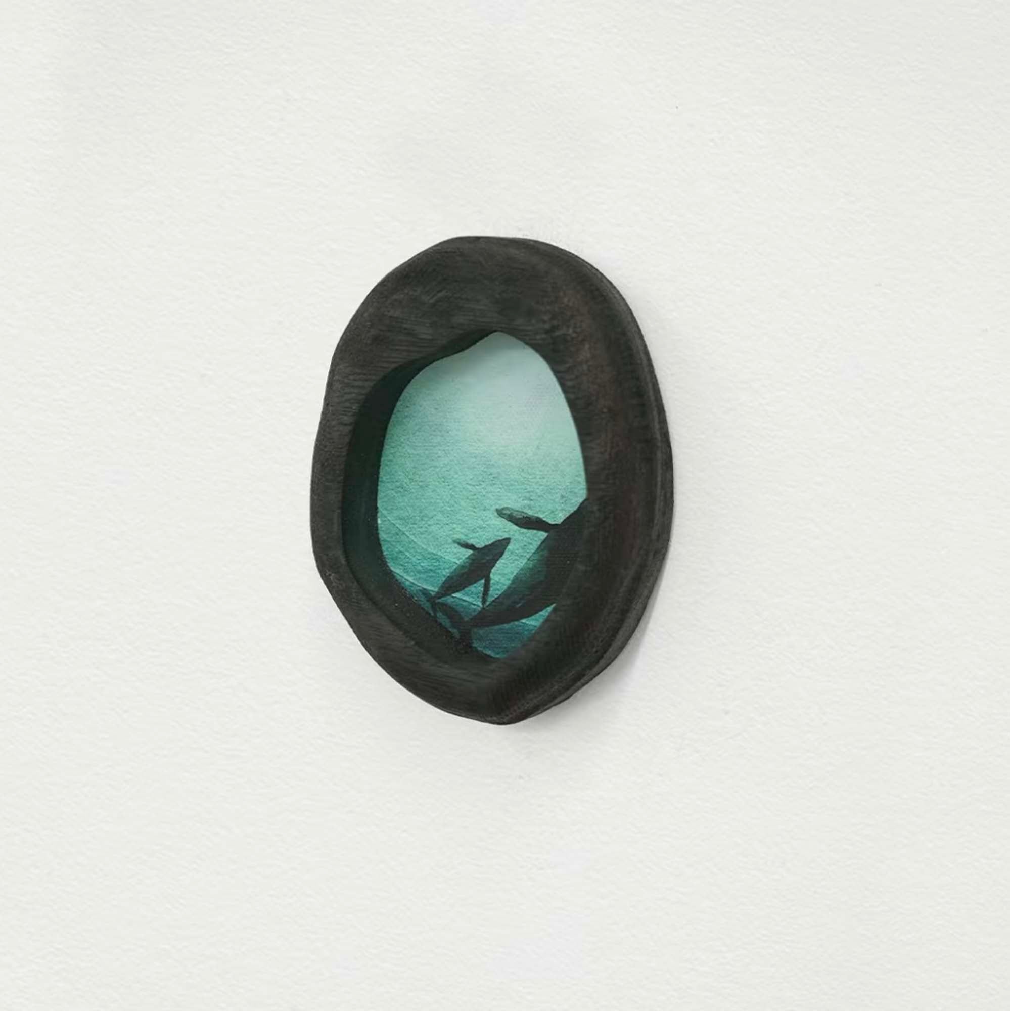 Black Organic Oval Whale Wood Frame
