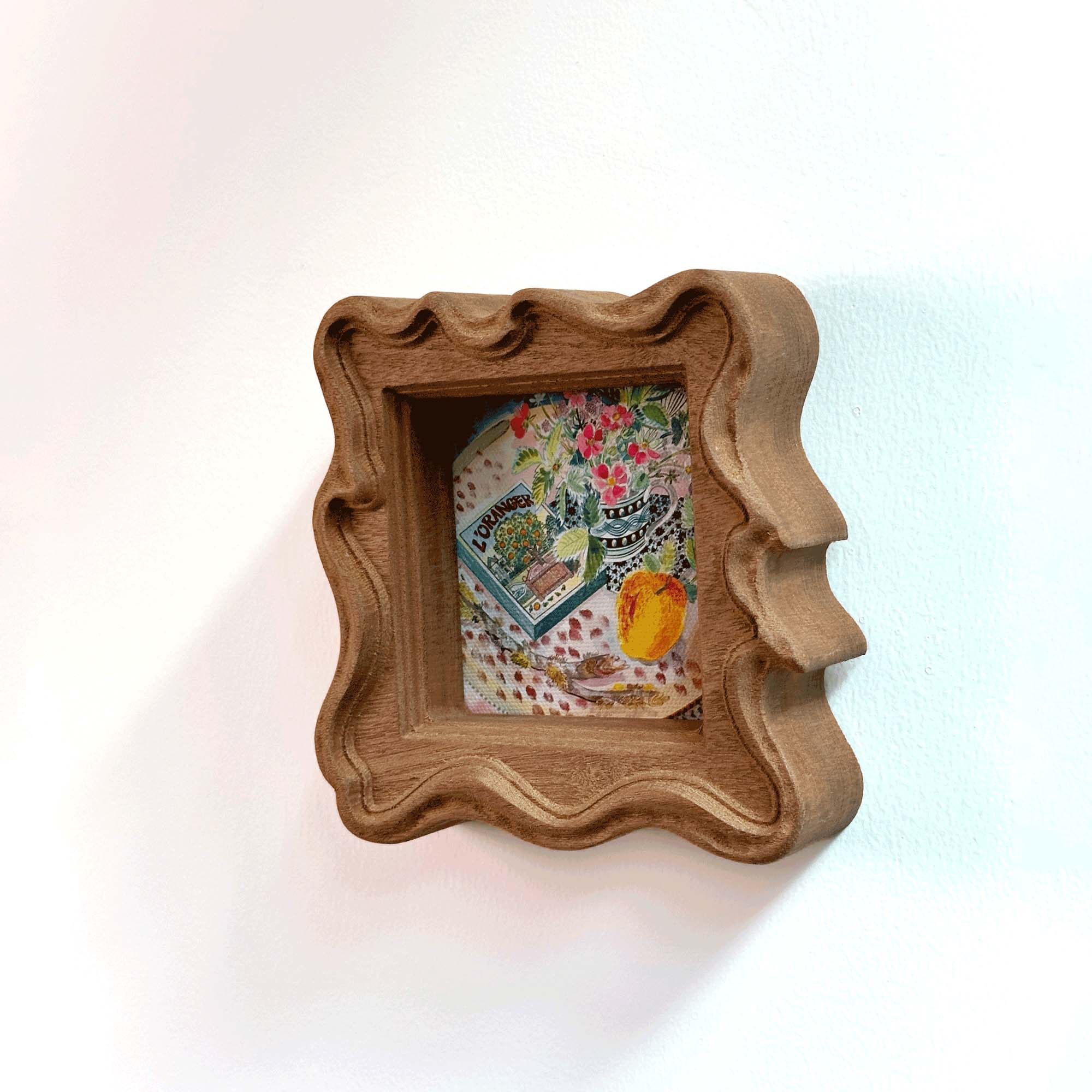 Mini Rustic Wavy Wood Frames | Hand Carved Boho Wall Decor
