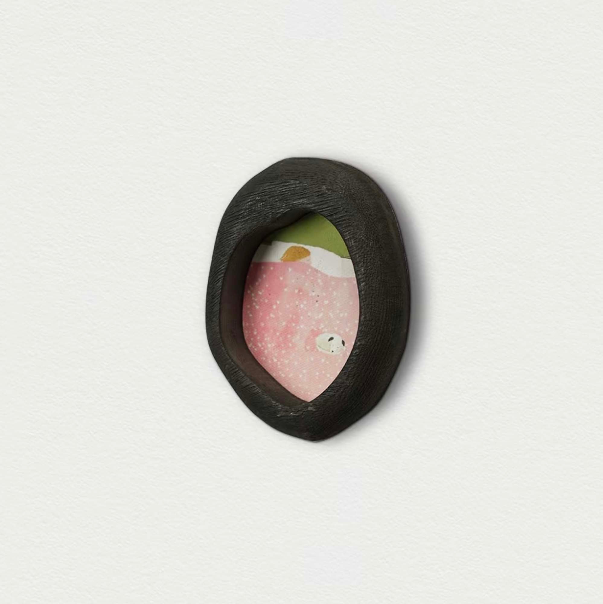 Black Organic Solid Wood Mini Oval Frame | Rustic Cottagecore Wabi Sabi Decor