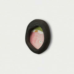Black Organic Solid Wood Mini Oval Frame | Rustic Cottagecore Wabi Sabi Decor
