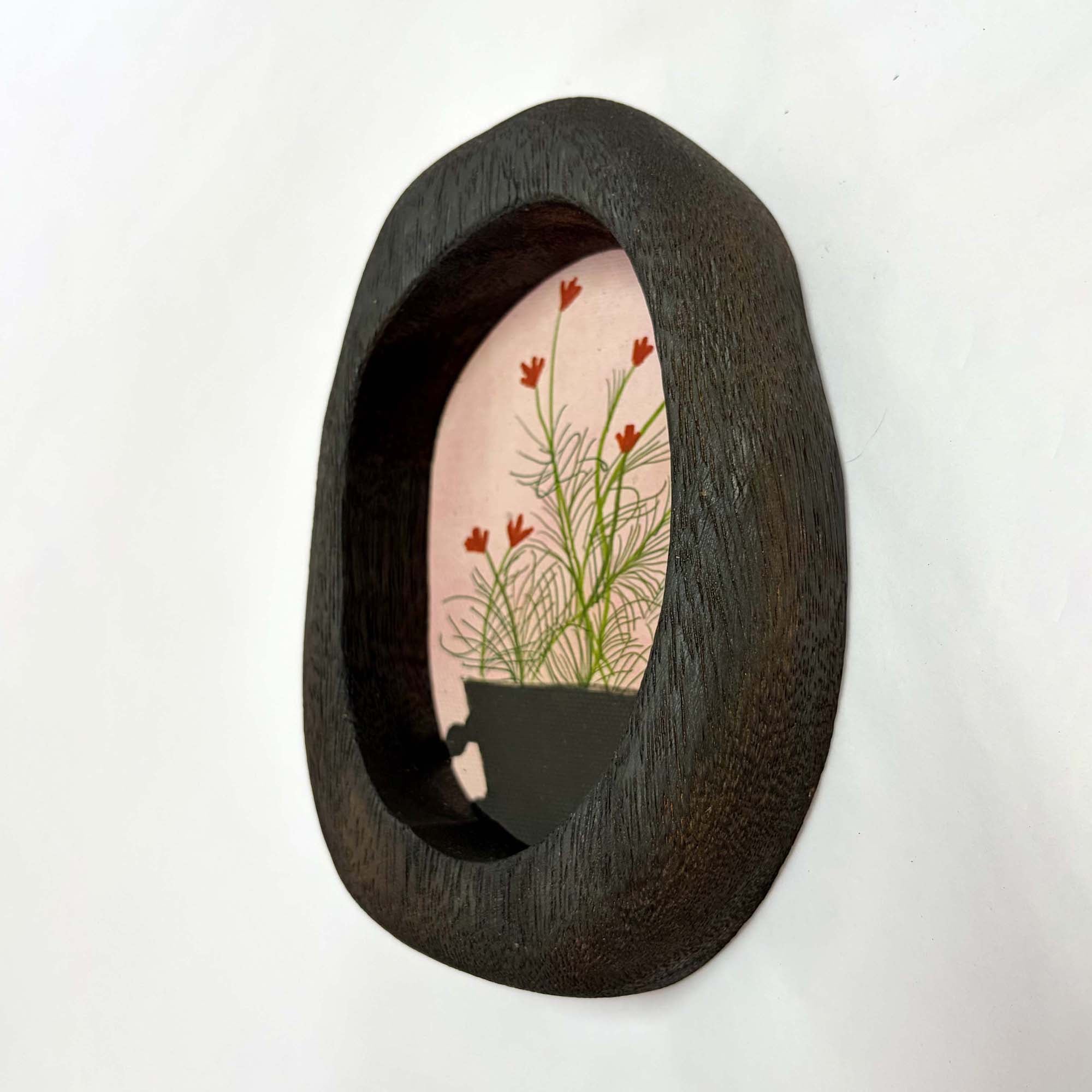 Wildflower Wall Art in Oval Wood Frame