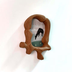 Handcrafted Soft Organic Neutral Picture Frame with Whimsical Deer Art for Nursery & Kids Room
