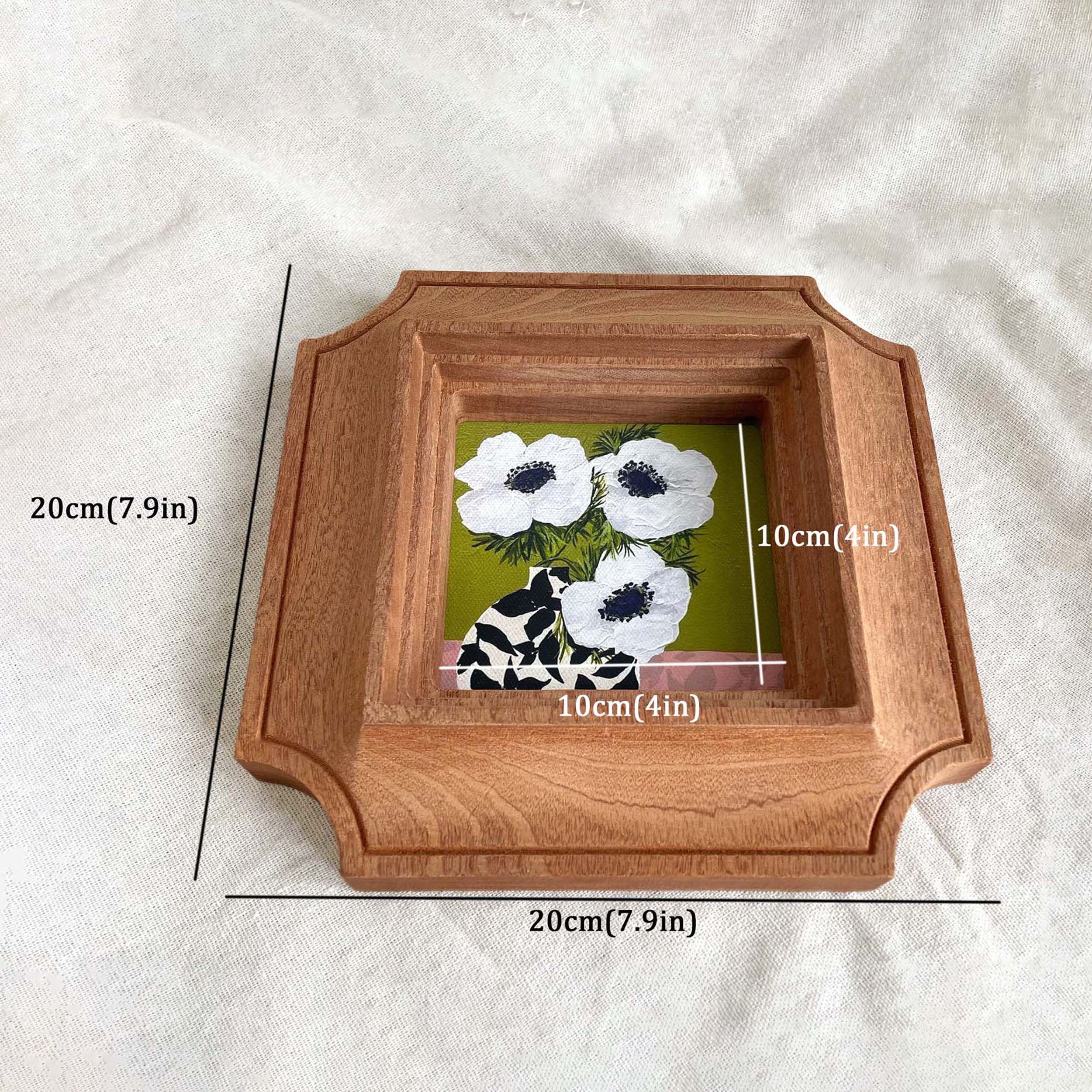 Vintage Inspired Solid Wood Frame - Modern White Anemone Art