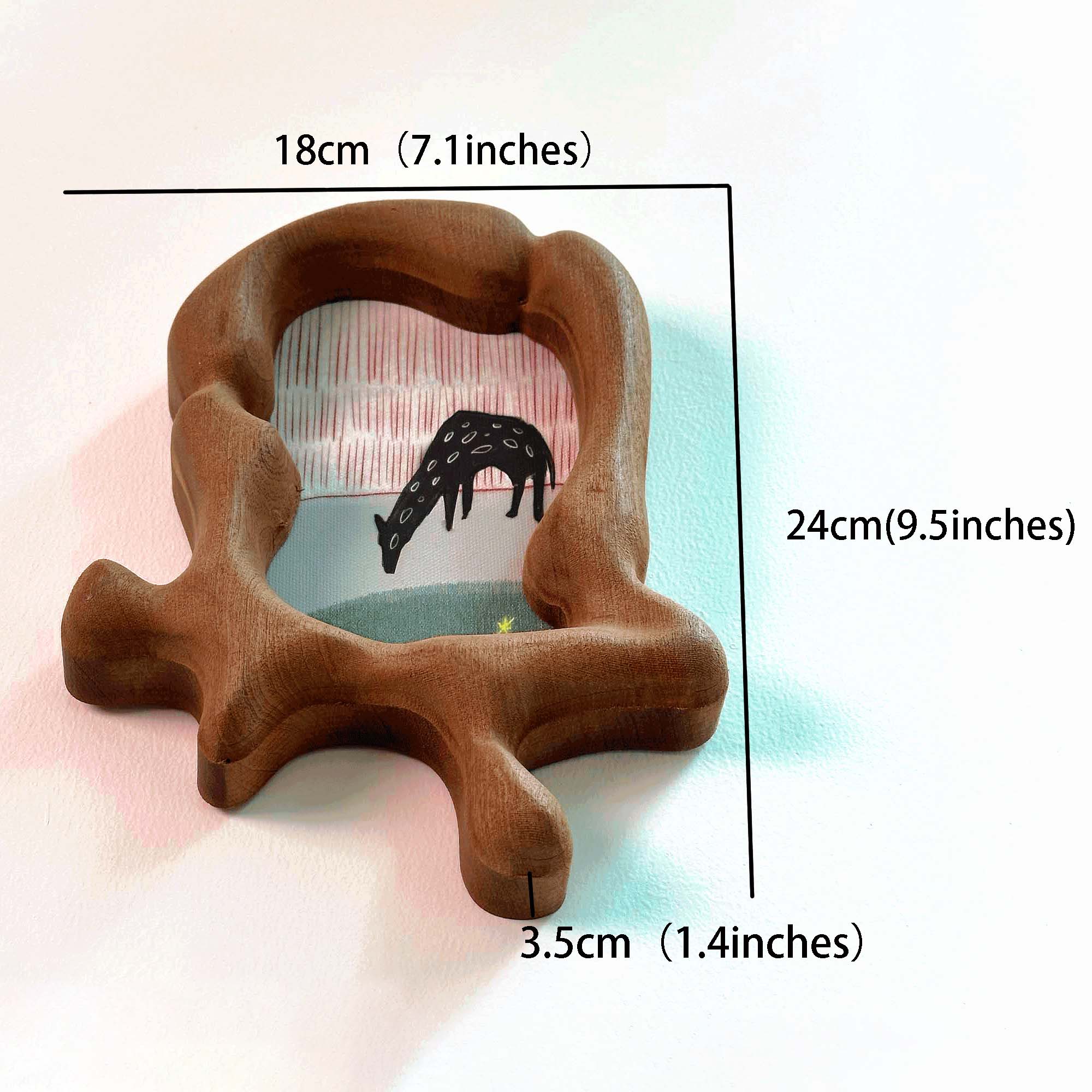 Handcrafted Soft Organic Neutral Picture Frame with Whimsical Deer Art for Nursery & Kids Room