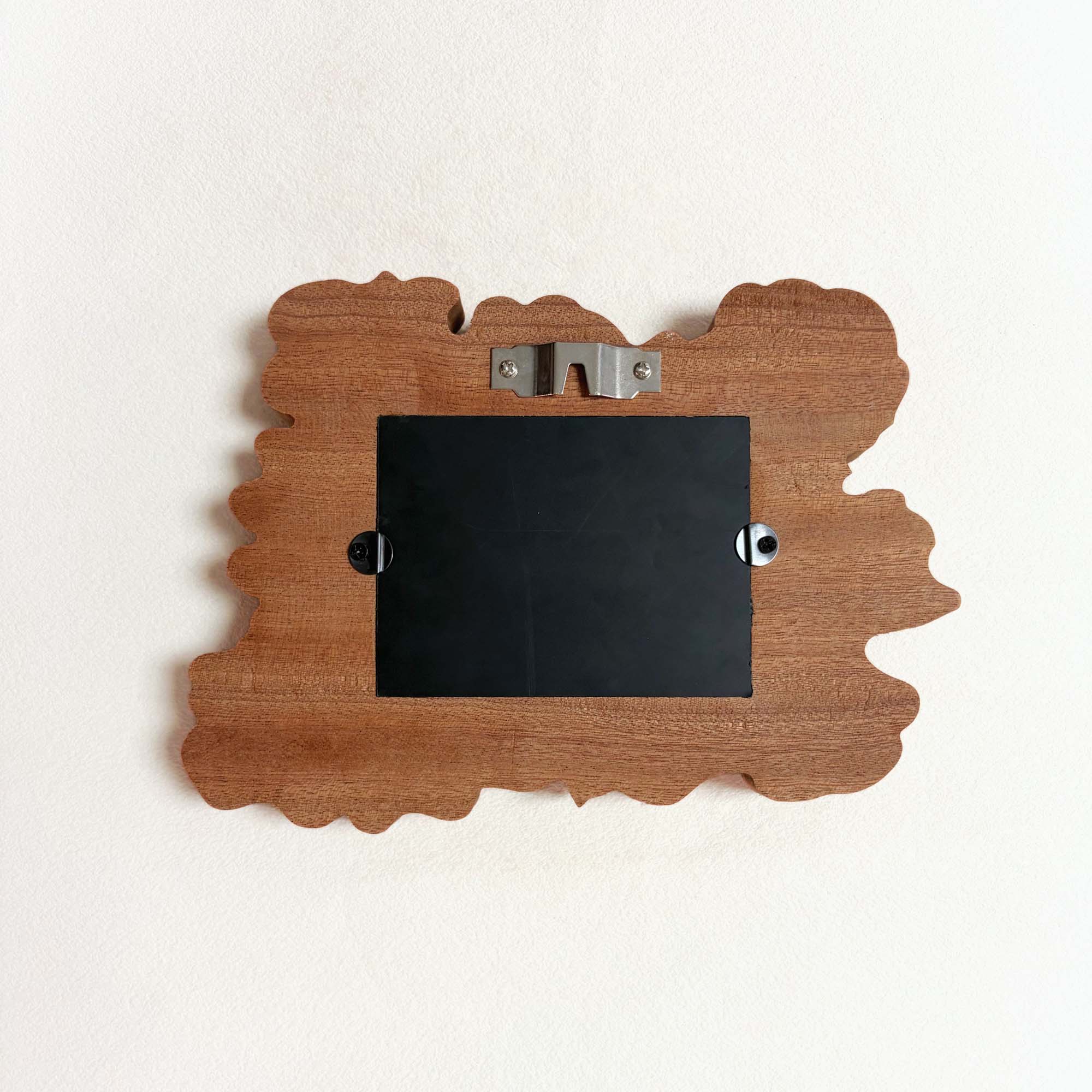 Hand-Carved Sculptural Floral Sapele Wood Picture Frame with Cottage Art