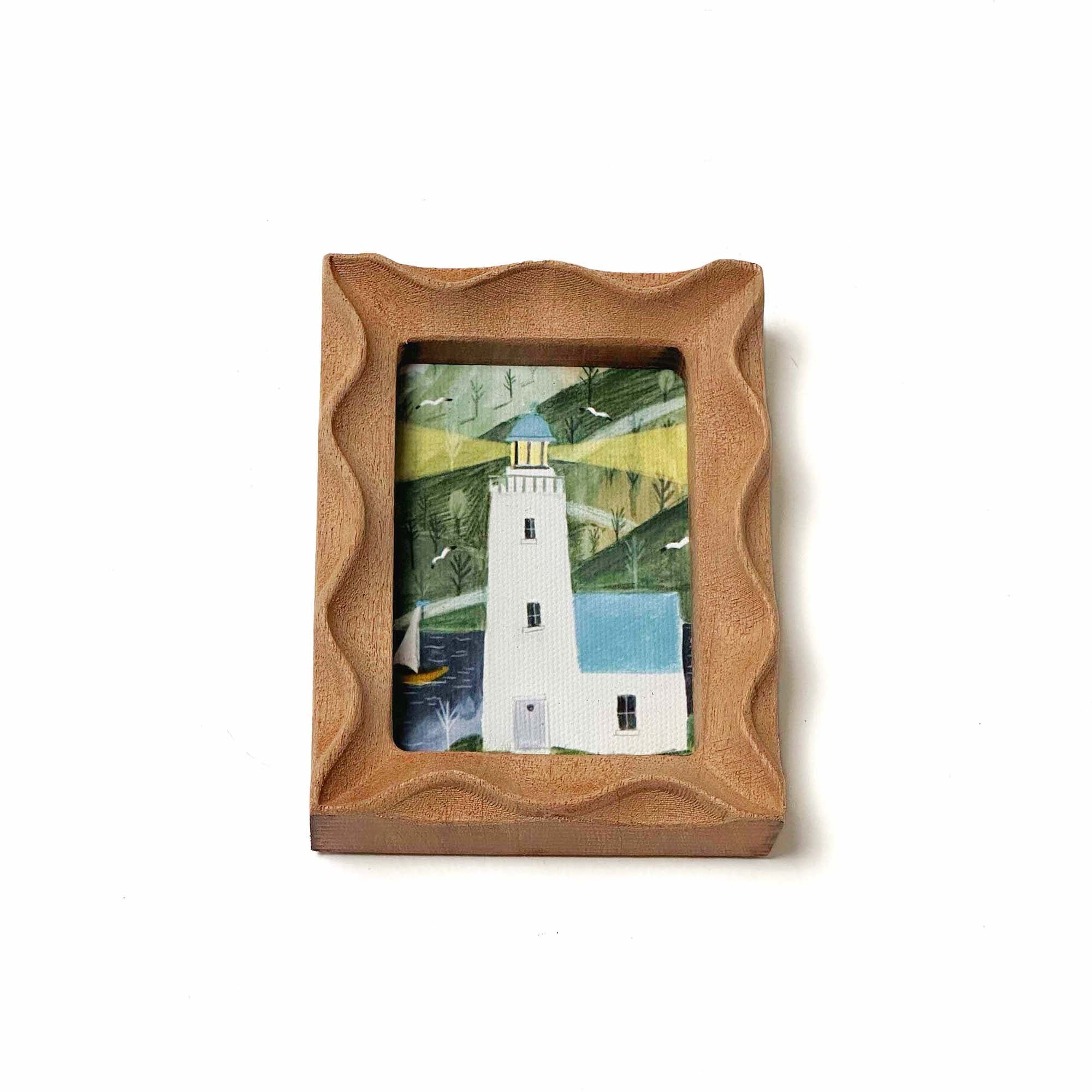 Mini Rustic Wavy Wood Frames | Hand Carved Boho Wall Decor