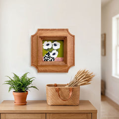 Vintage Inspired Solid Wood Frame - Modern White Anemone Art