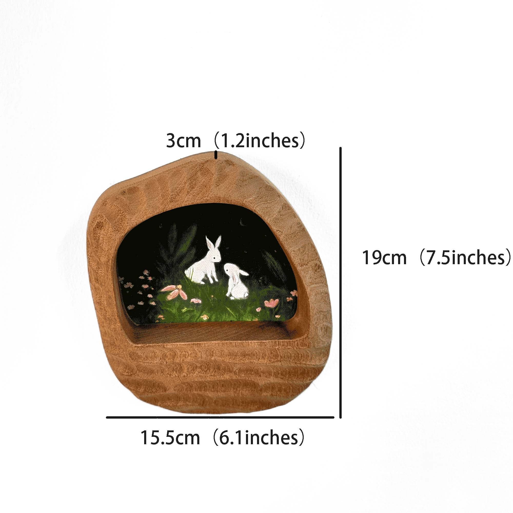 Handmade Organic Solid Wood Picture Frame with Whimsical Bunny Art – Woodland Nursery & Cozy Home Decor