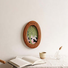 Mid Century Modern Pink Horse Art - Vintage Oval Frame