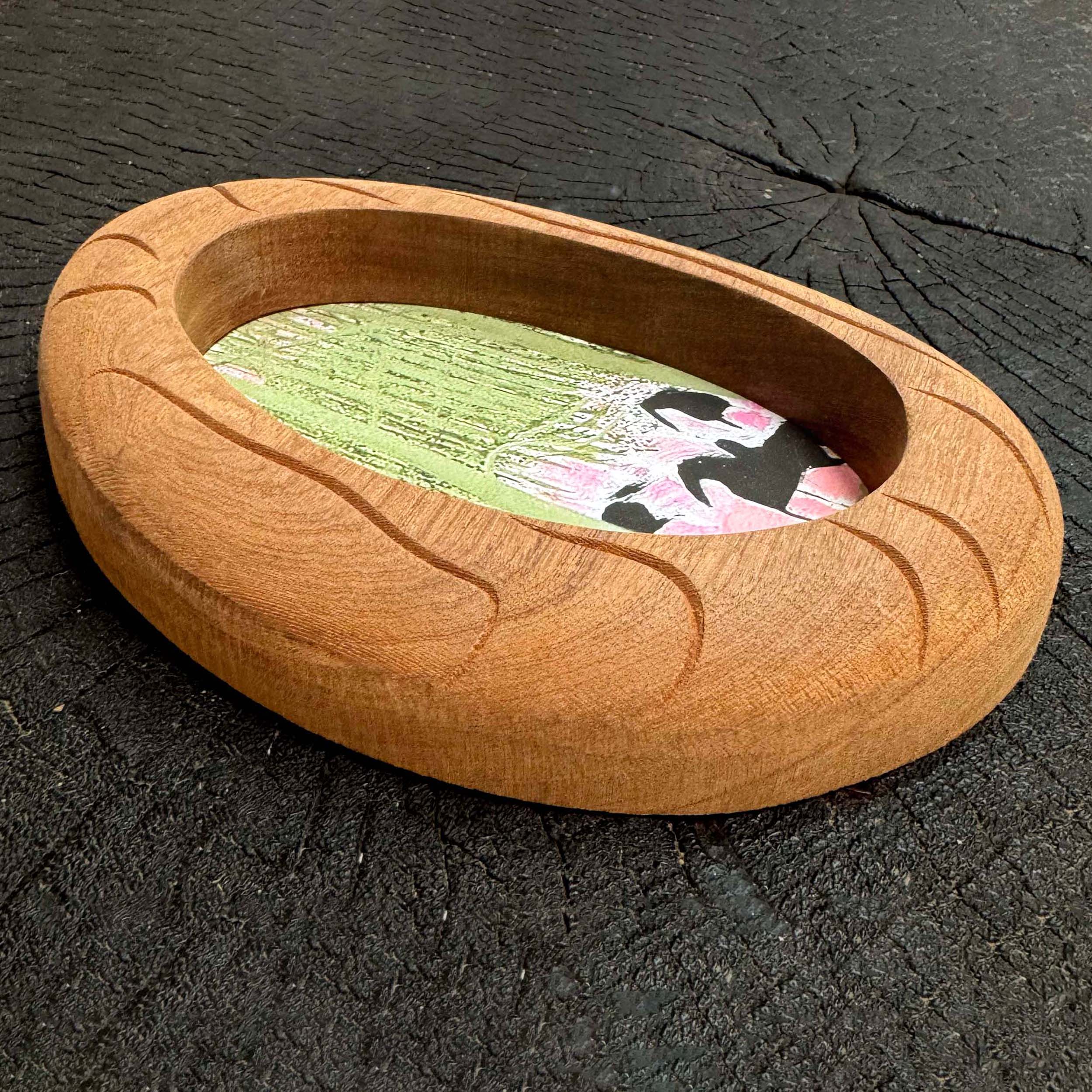 Mid Century Modern Pink Horse Art - Vintage Oval Frame
