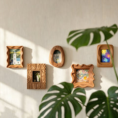 Mini Rustic Wavy Wood Frames | Hand Carved Boho Wall Decor